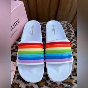 NWT Juicy Couture Women’s White Rainbow Slides